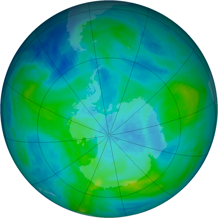 Antarctic ozone map for 08 March 1987